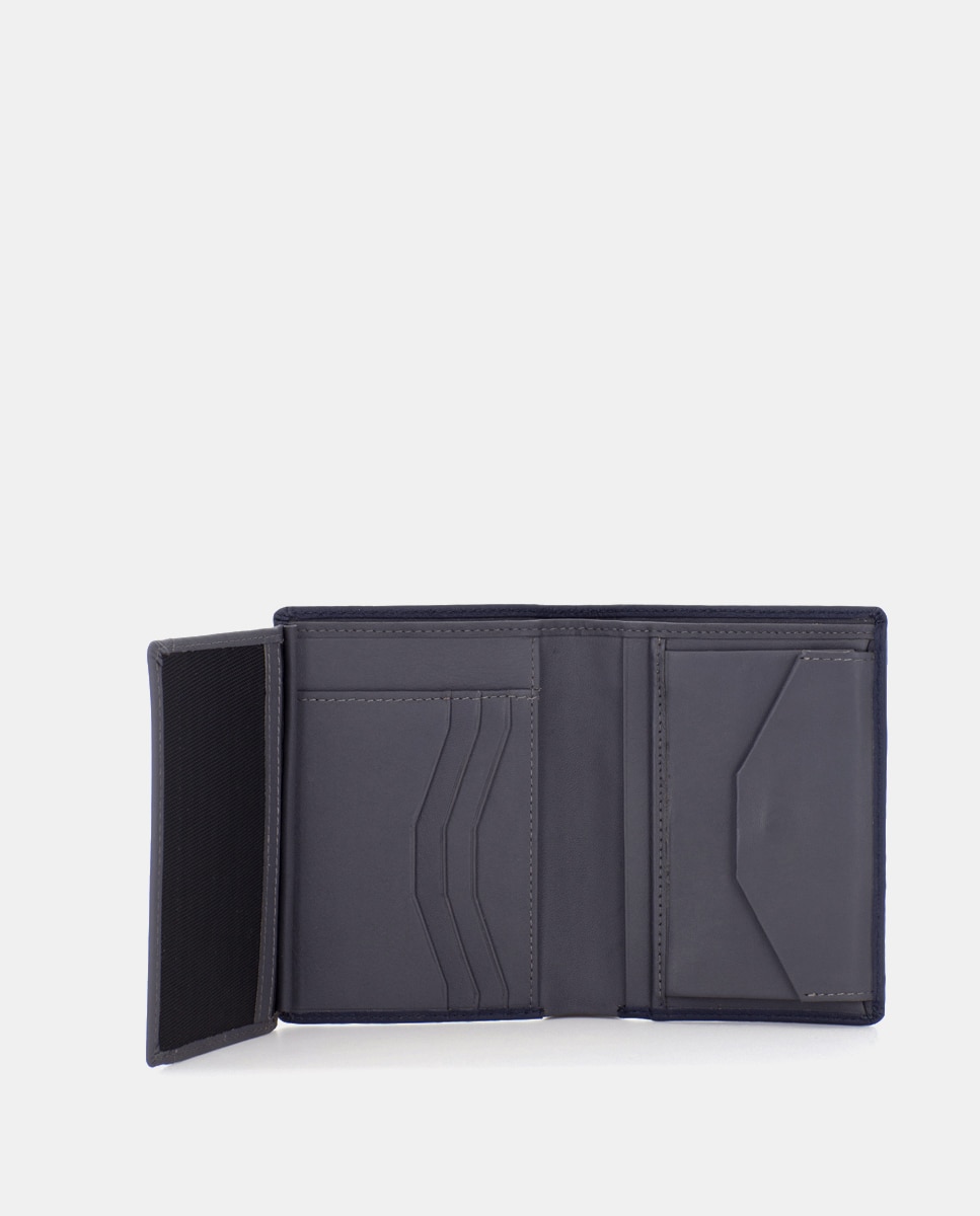 Cartera de hombre de piel con monedero - Scharlau - Azul Azul-4