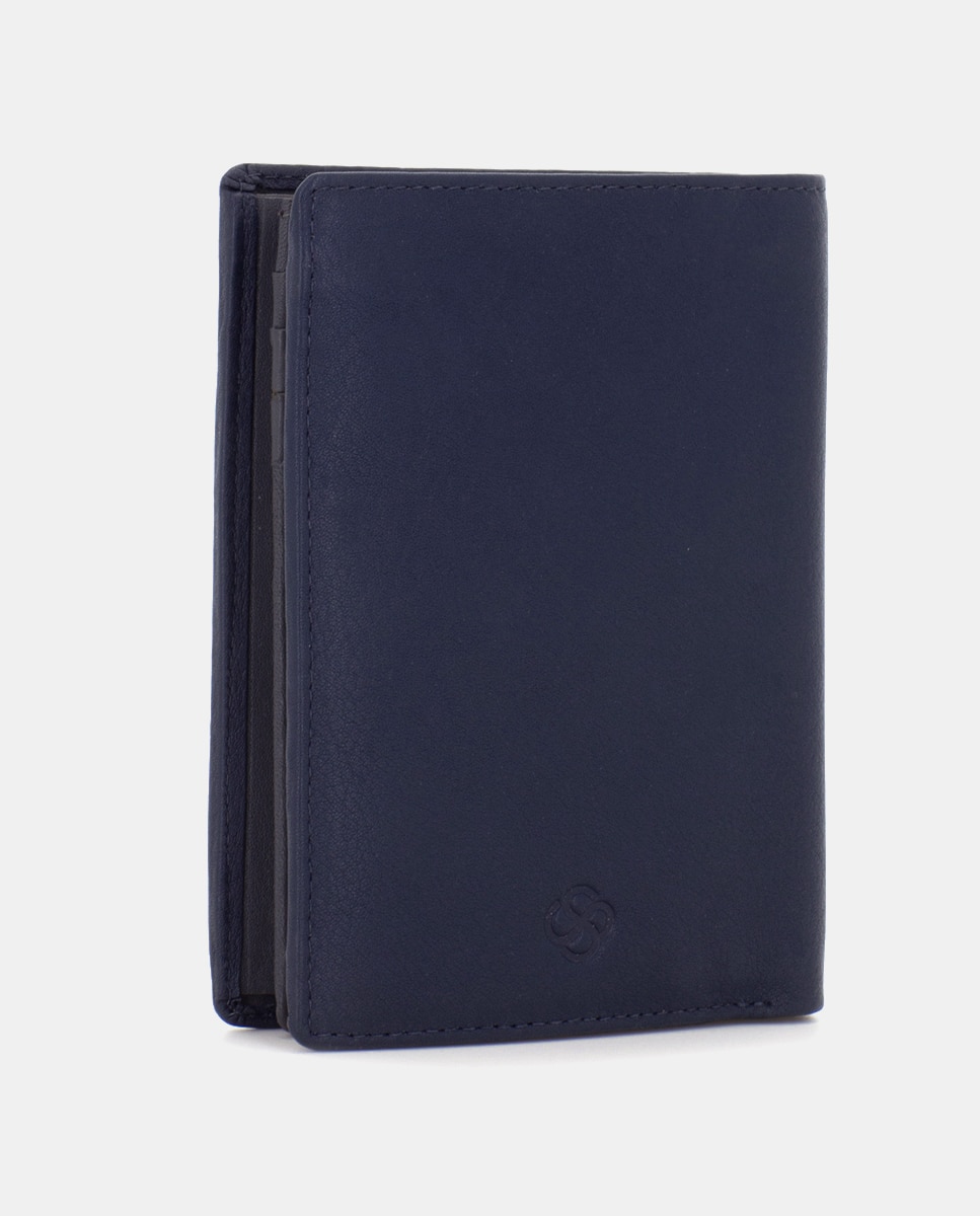 Cartera de hombre de piel con monedero - Scharlau - Azul Azul-3