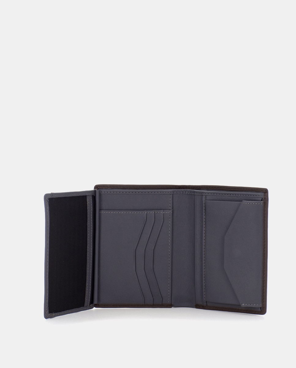 Cartera de hombre de piel con monedero - Scharlau - Marrón oscuro Marrón oscuro-4