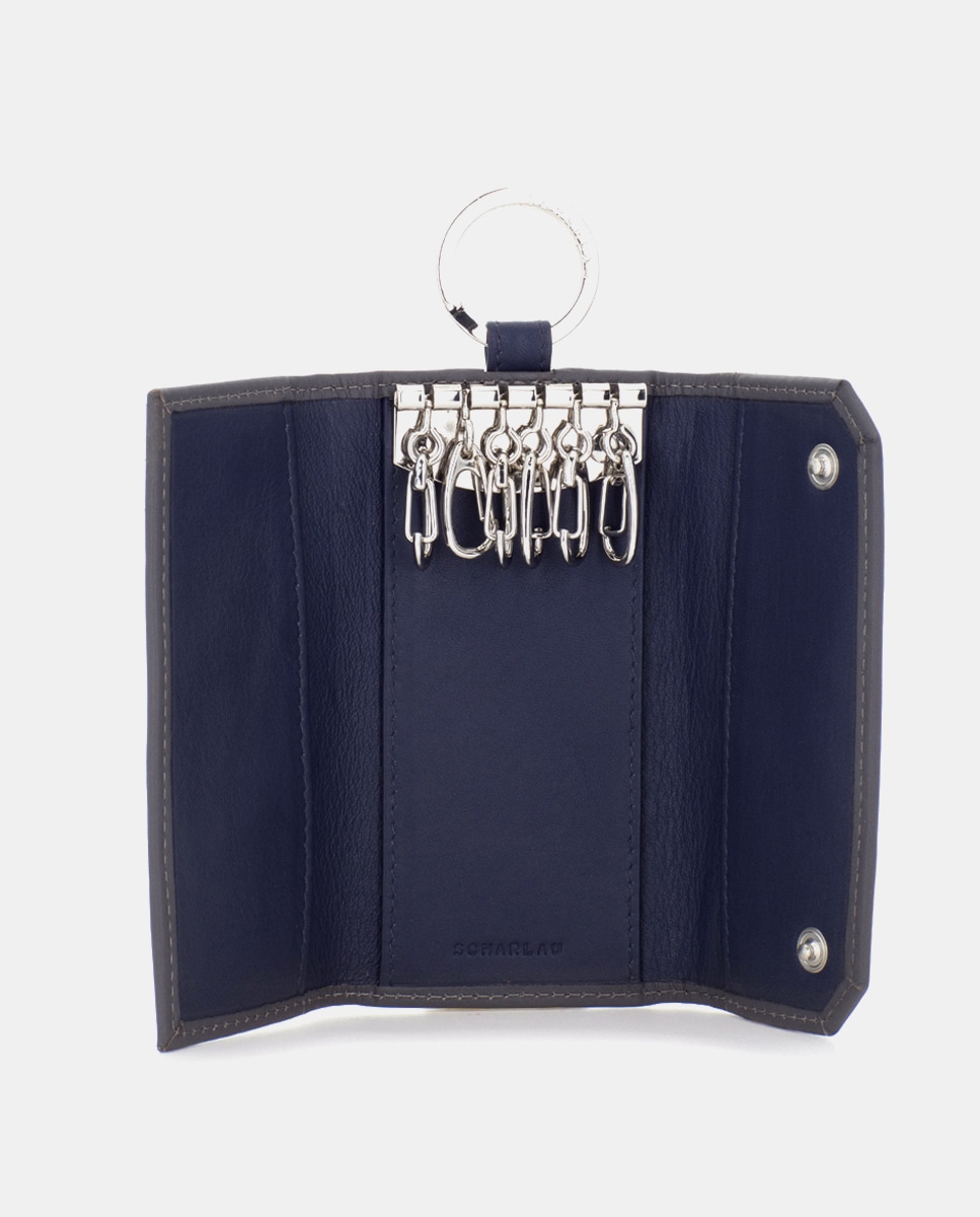 Cartera de hombre para llaves de piel en color gris · Scharlau