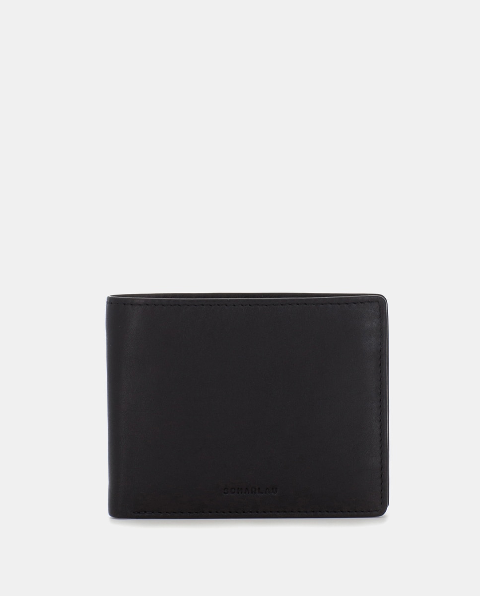 Cartera de hombre de piel con monedero - Scharlau - Negro Negro-1