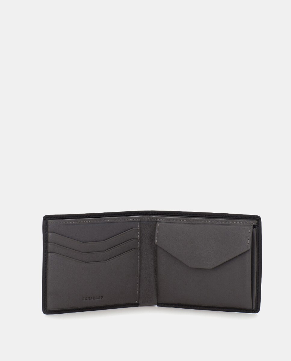 Cartera de hombre de piel con monedero - Scharlau - Negro Negro-3