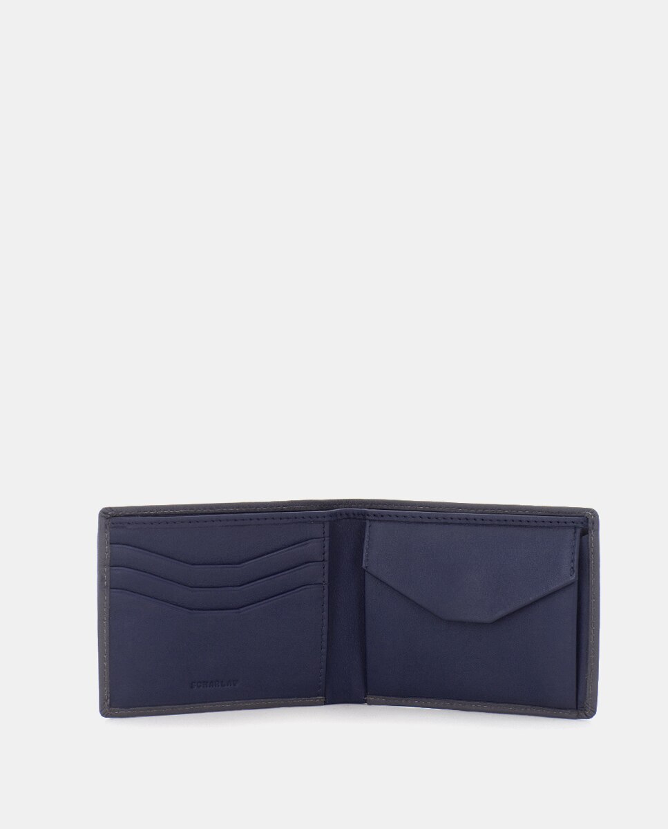 Cartera de hombre de piel con monedero - Scharlau - Gris Gris-4