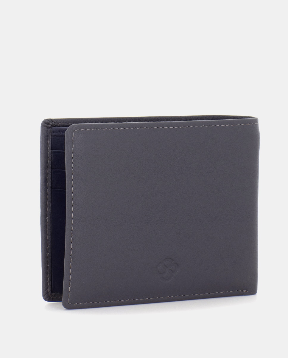 Cartera de hombre de piel con monedero - Scharlau - Gris Gris-3