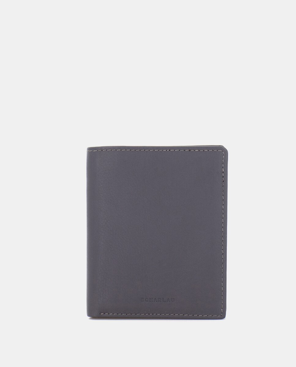 Cartera de hombre de piel - Scharlau - Gris Gris-1
