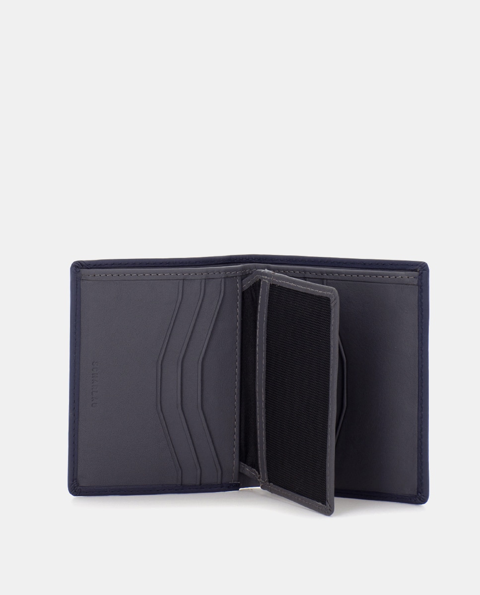 Cartera de hombre de piel - Scharlau - Azul Azul-4