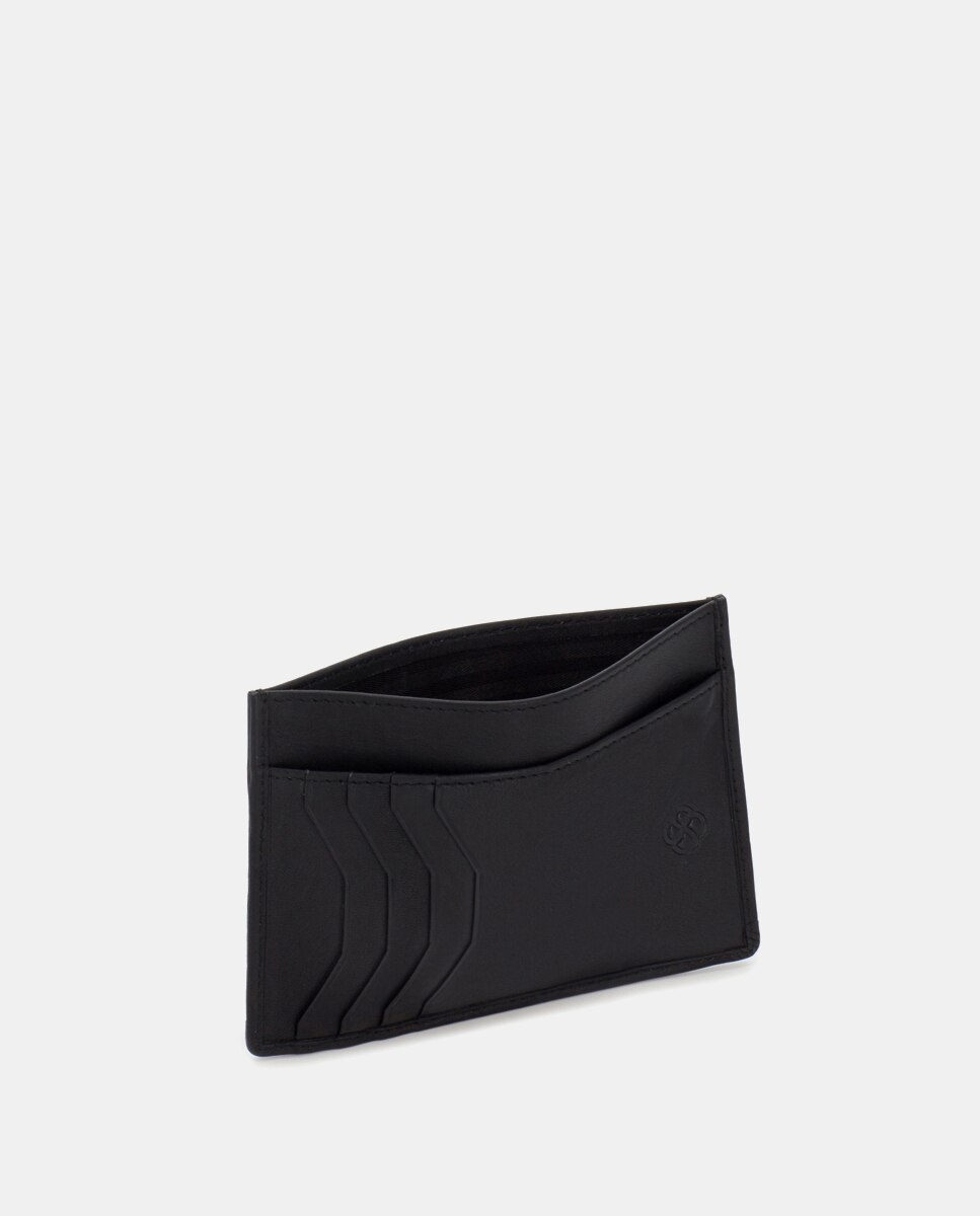 Tarjetero de hombre de piel - Scharlau - Negro / Gris Negro / Gris-3
