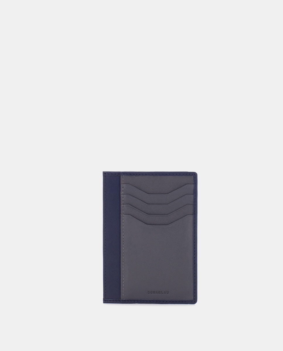 Tarjetero de hombre de piel - Scharlau - Azul Azul-1