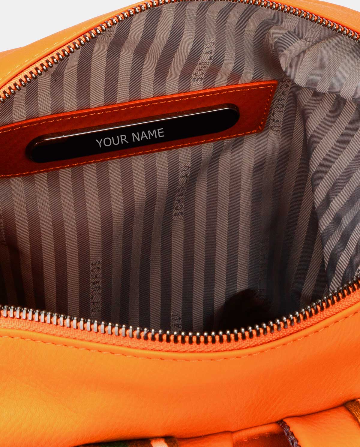 Mochila de piel de hombre en color negro - Scharlau - Naranja Naranja-5