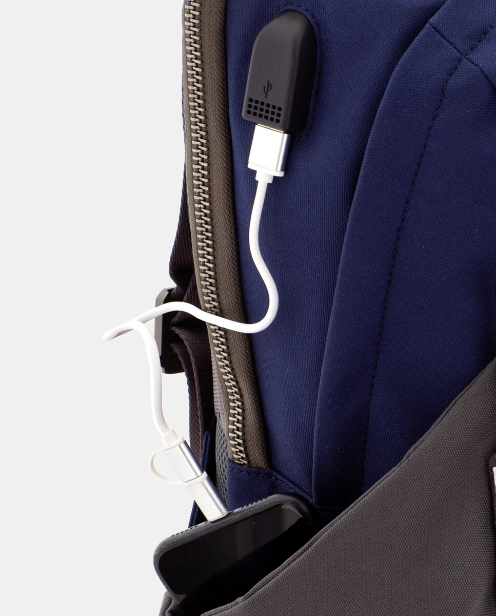 Mochila de hombre de tejido sostenible para portátil - Scharlau - Azul / Gris Azul / Gris-5