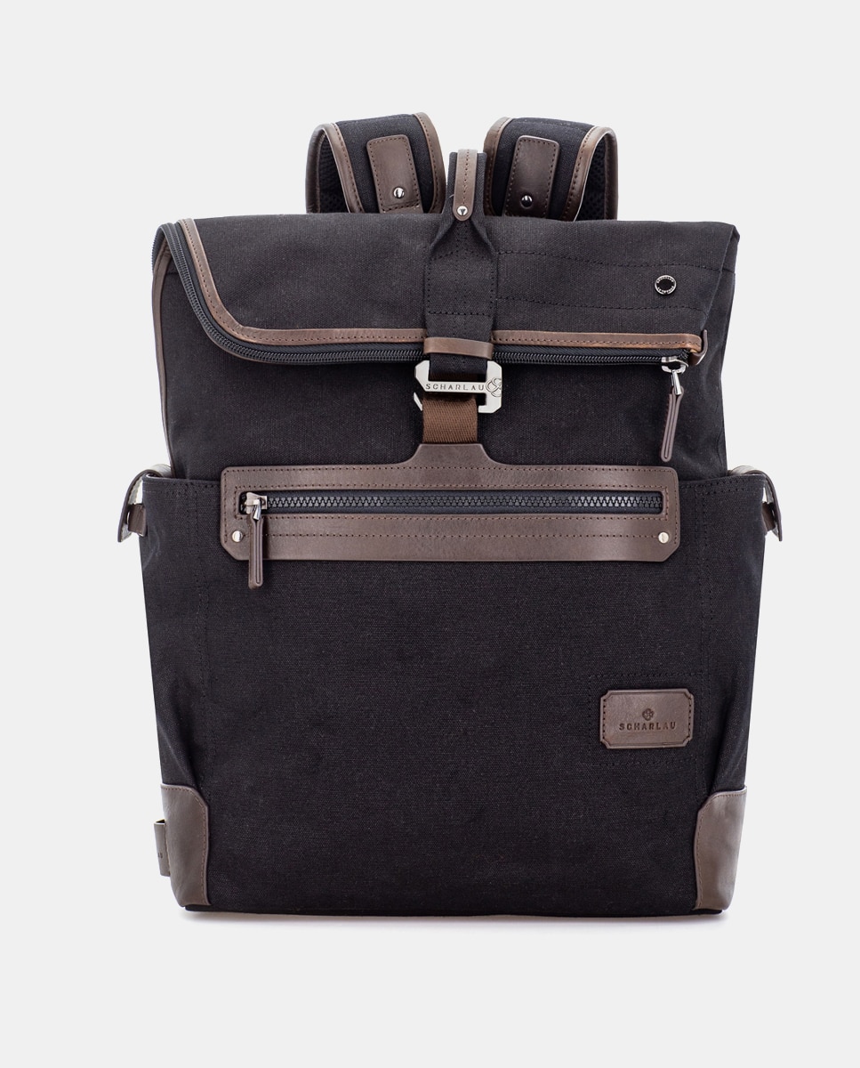 Mochila de hombre para ordenador portátil - Scharlau - Negro Negro-1