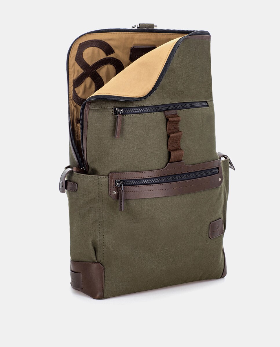 Mochila de hombre para ordenador portátil - Scharlau - Verde militar Verde militar-3