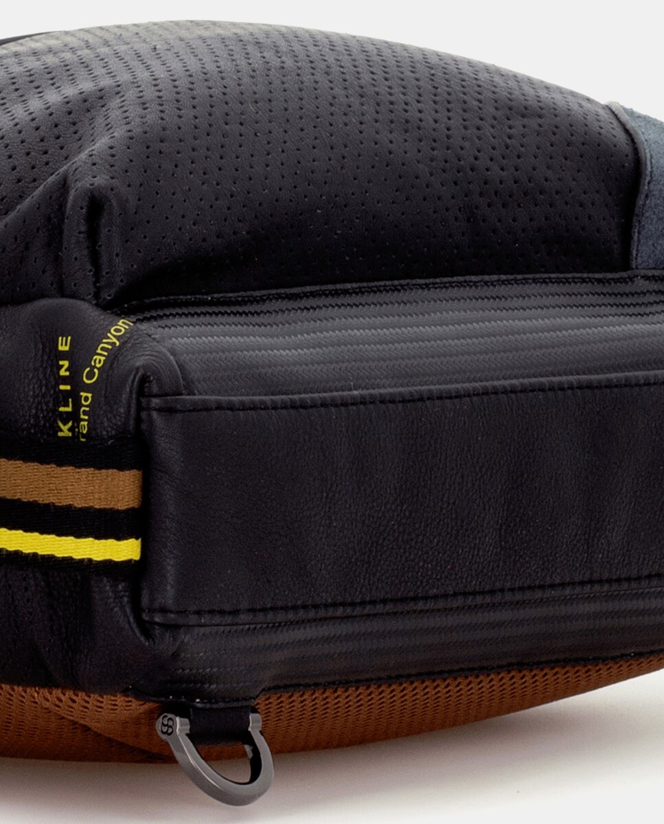 Mochila de hombre convertible en bolso de piel - Scharlau - Negro Negro-3