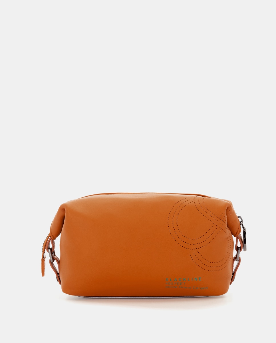 Imagen 4 de Neceser unisex de piel bovina en color - Scharlau - Naranja Naranja