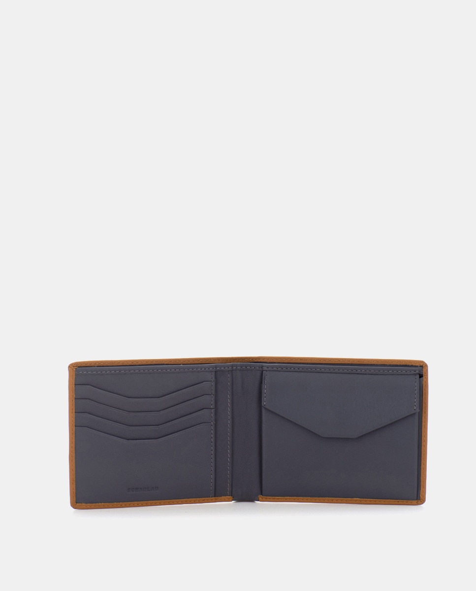 Cartera de hombre de piel con monedero - Scharlau - Camel Camel-3