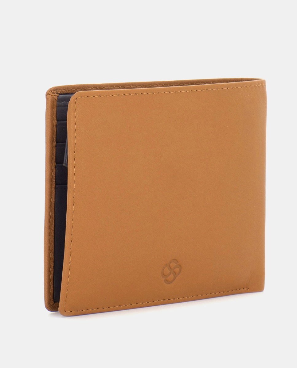 Cartera de hombre de piel con monedero - Scharlau - Camel Camel-4