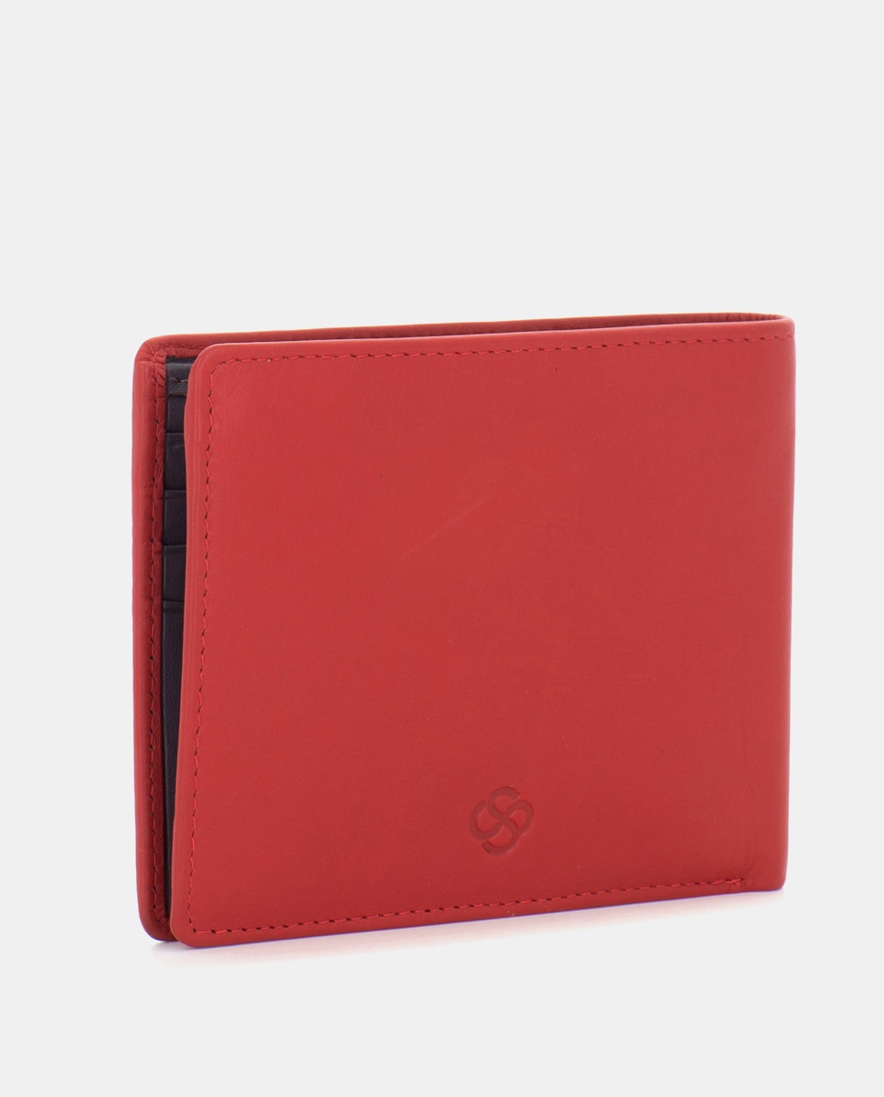 Cartera de hombre de piel con monedero - Scharlau - Rojo Rojo-3