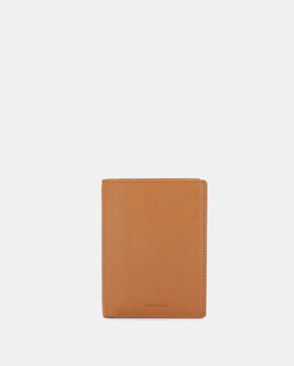 Cartera de hombre de piel con monedero - Scharlau - Camel Camel-1