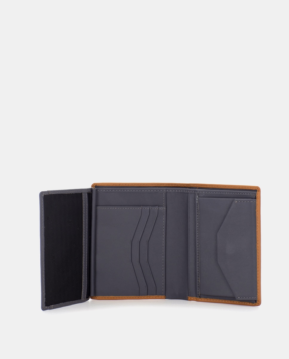 Cartera de hombre de piel con monedero - Scharlau - Camel Camel-5