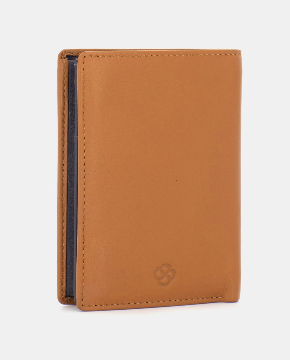 Cartera de hombre de piel con monedero - Scharlau - Camel Camel-3