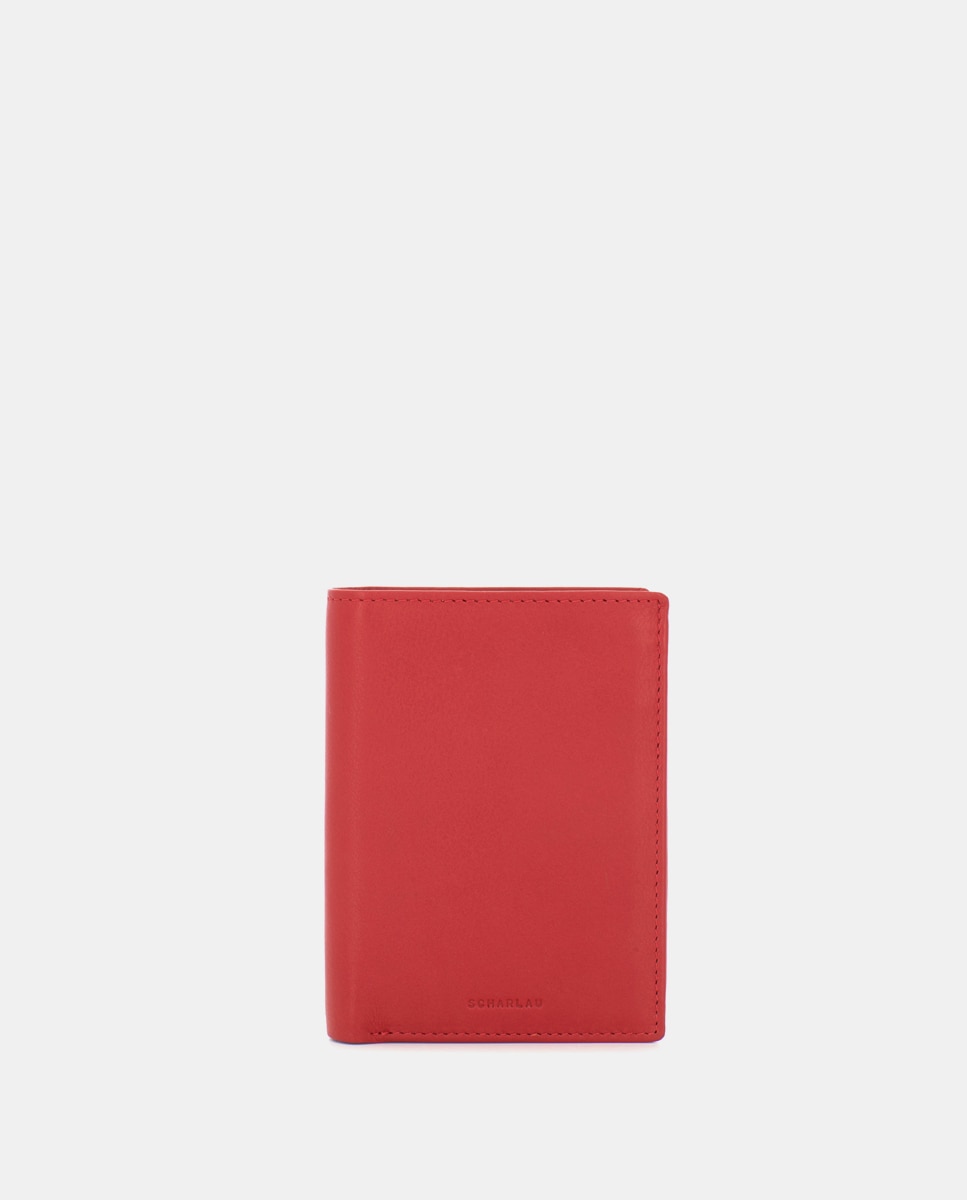 Cartera de hombre de piel con monedero - Scharlau - Rojo Rojo-1