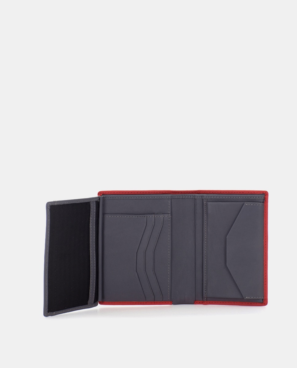 Cartera de hombre de piel con monedero - Scharlau - Rojo Rojo-4