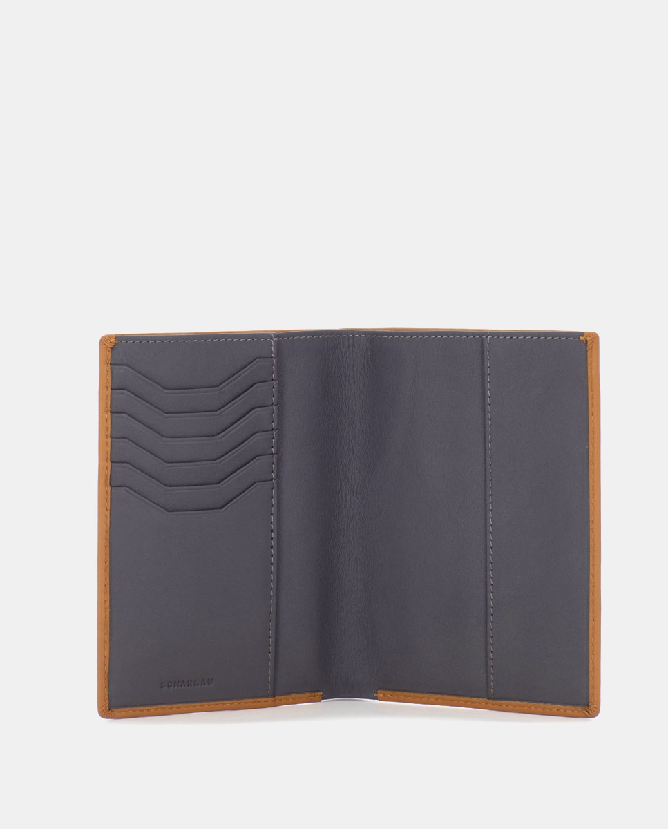 Cartera de hombre de piel para pasaporte - Scharlau - Marrón claro Marrón claro-4