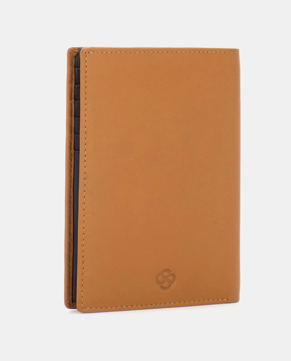 Cartera de hombre de piel para pasaporte - Scharlau - Marrón claro Marrón claro-3