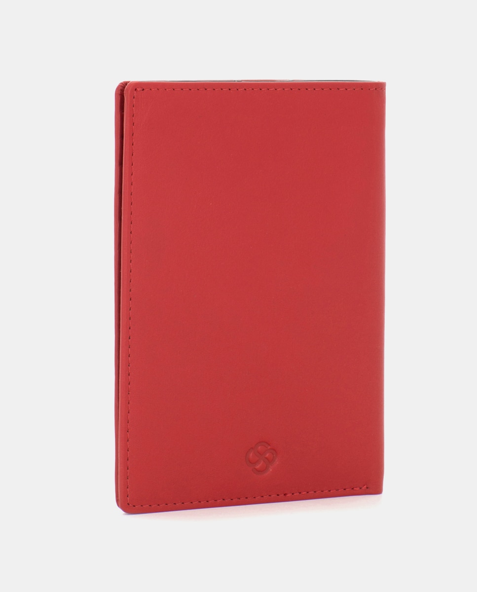 Cartera de hombre de piel para pasaporte - Scharlau - Negro / Rojo Negro / Rojo-3