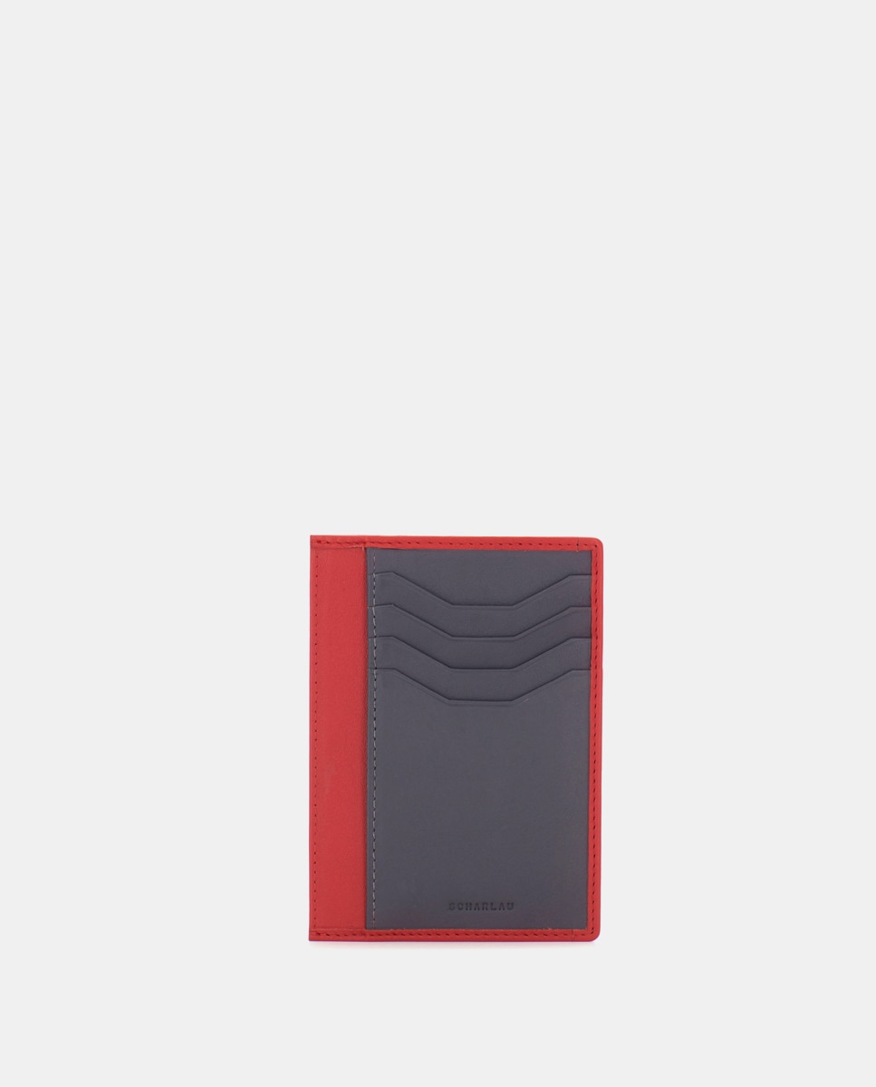 Tarjetero de hombre de piel - Scharlau - Rojo / Negro Rojo / Negro-1