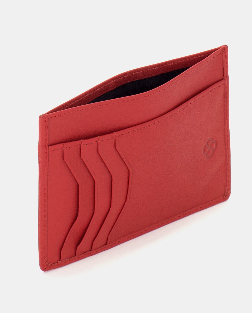 Tarjetero de hombre de piel - Scharlau - Rojo / Negro Rojo / Negro-4