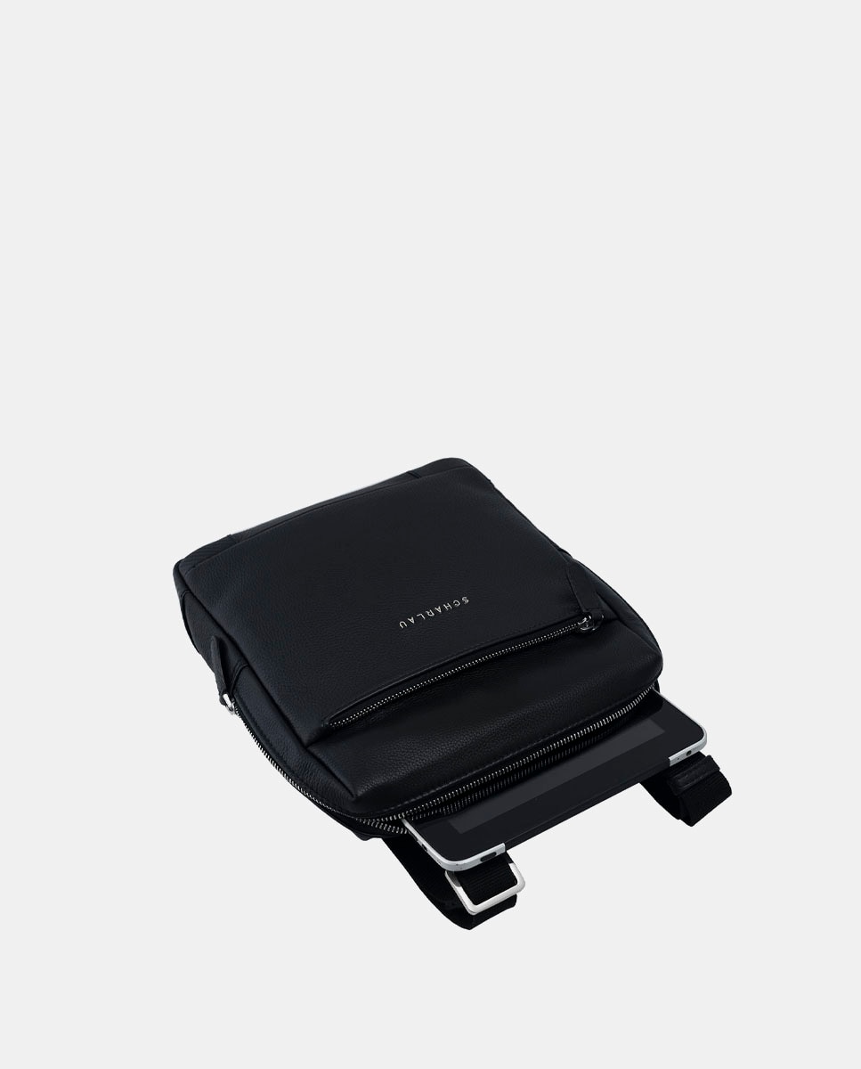 Bandolera de hombre de piel - Scharlau - Negro Negro-4