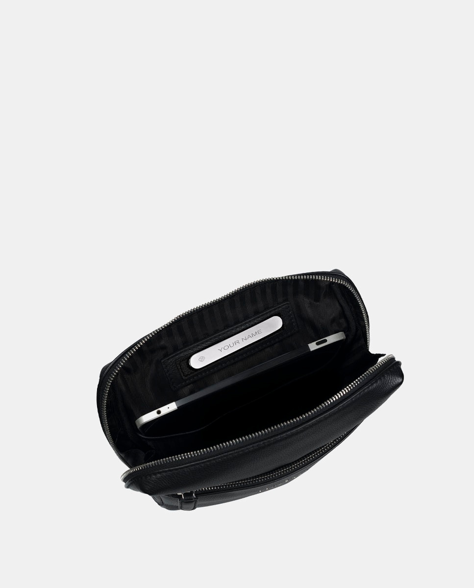 Bandolera de hombre de piel - Scharlau - Negro Negro-3