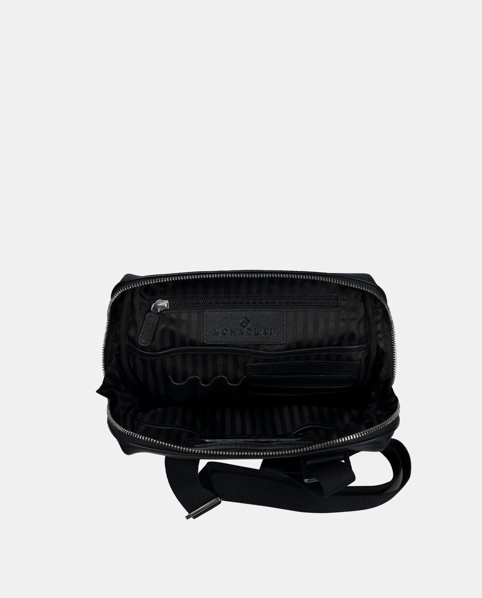 Bandolera de hombre de piel - Scharlau - Negro Negro-5