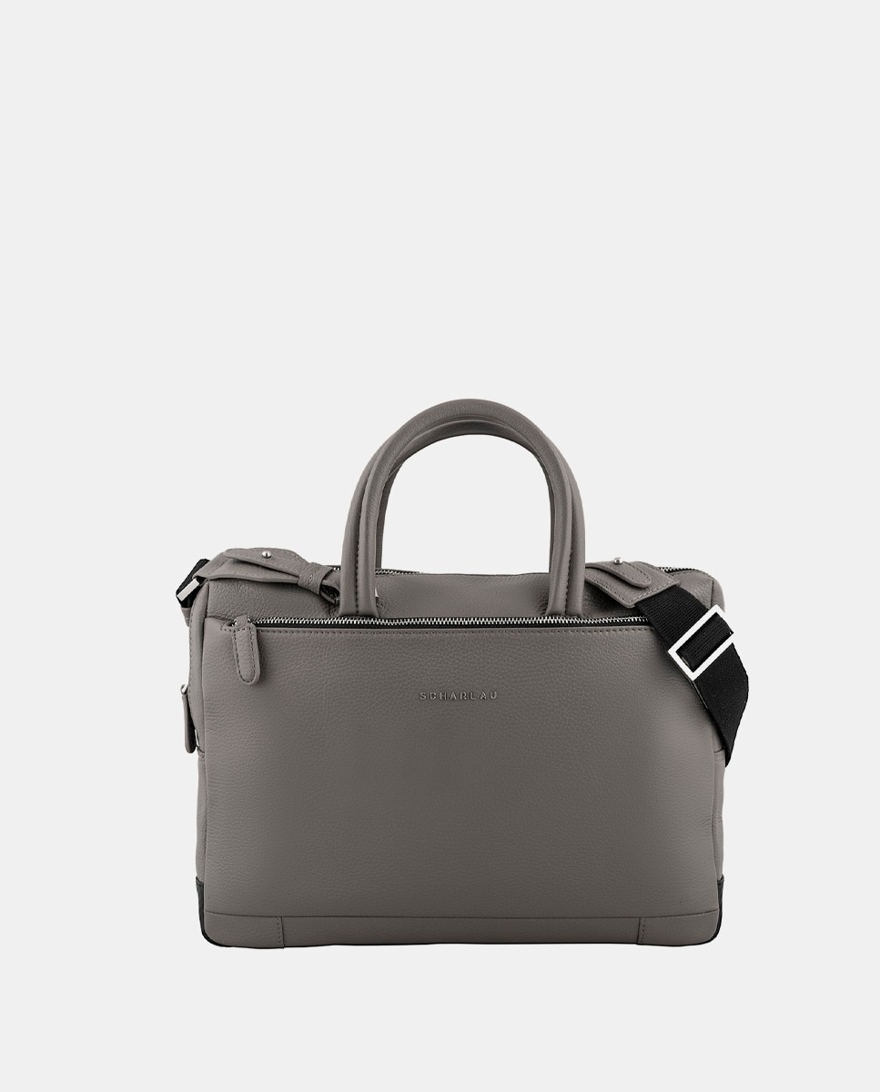 Portadocumentos de mujer de piel para ordenador - Scharlau - Gris Gris-1