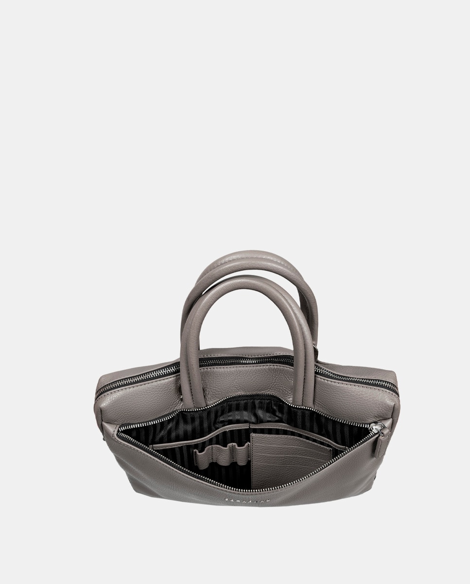 Portadocumentos de mujer de piel para ordenador - Scharlau - Gris Gris-4