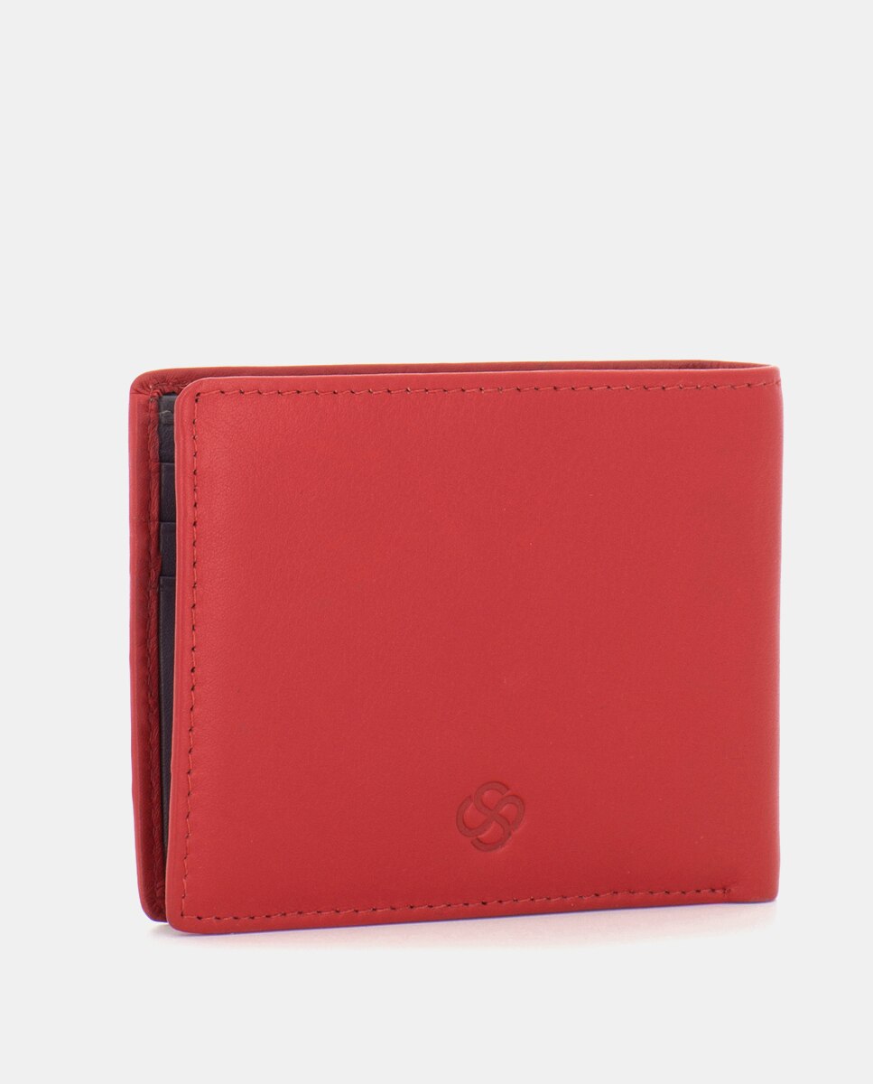 Cartera de hombre de piel con monedero - Scharlau - Rojo Rojo-2