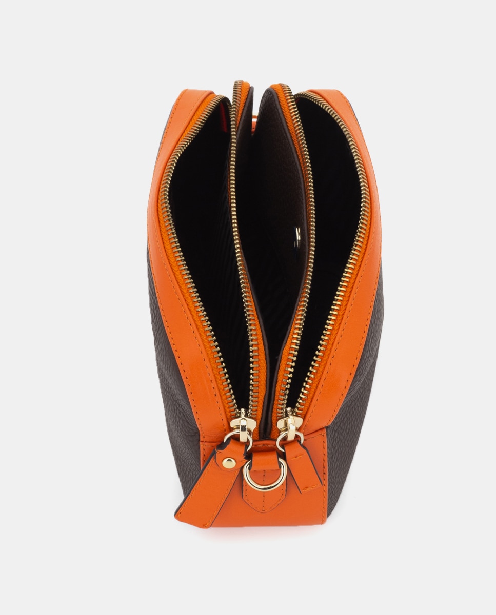 Bolso de mujer multiposición de piel con bandolera pequeño - Scharlau - Marrón Marrón-2