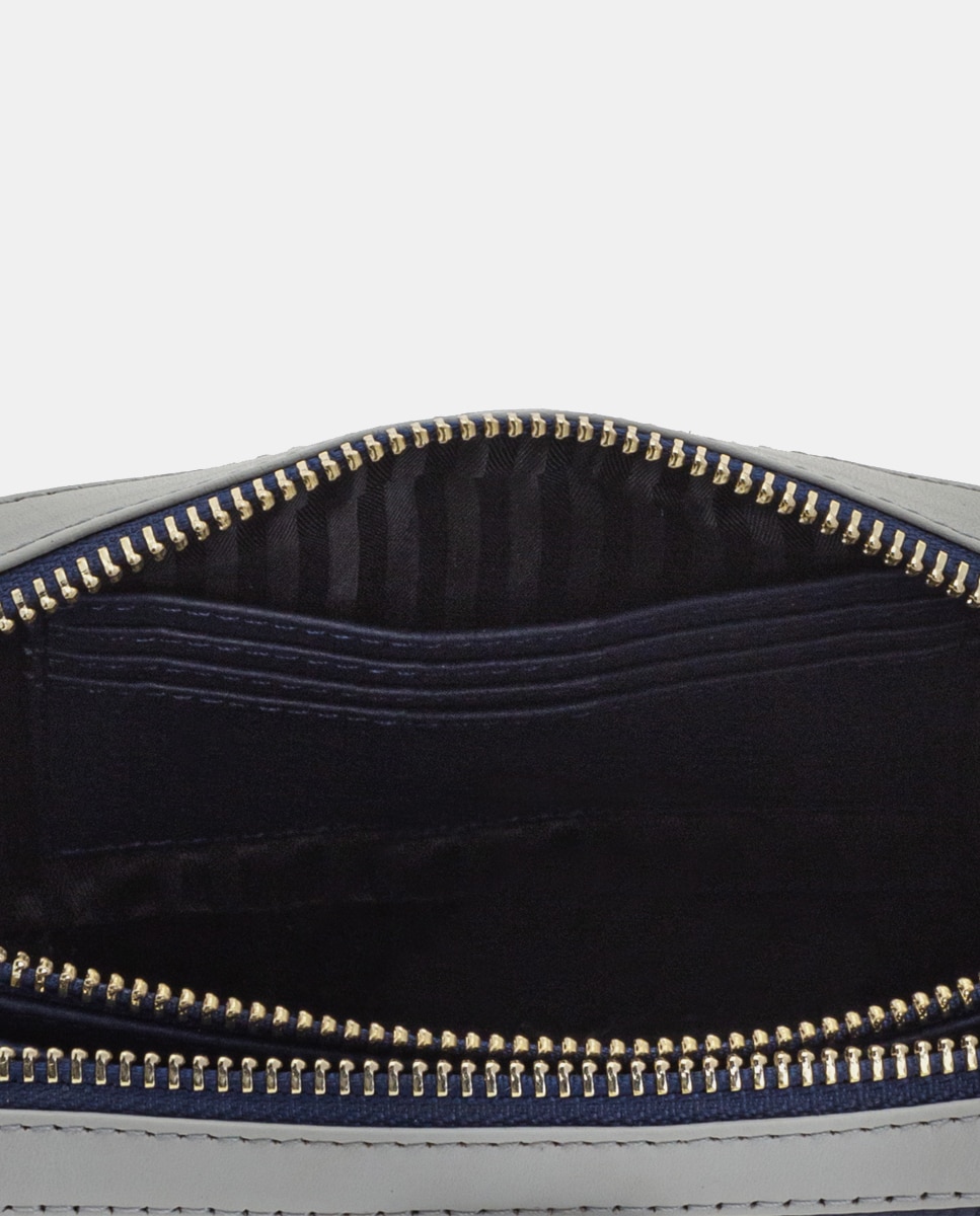 Bolso de mujer multiposición de piel con bandolera pequeño - Scharlau - Azul Azul-5
