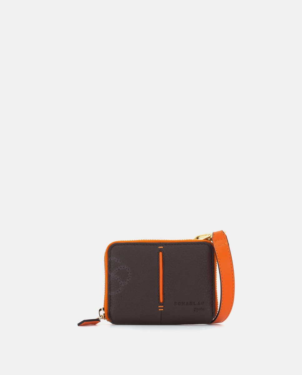 Cartera de mujer de piel con bandolera - Scharlau - Marrón Marrón-1