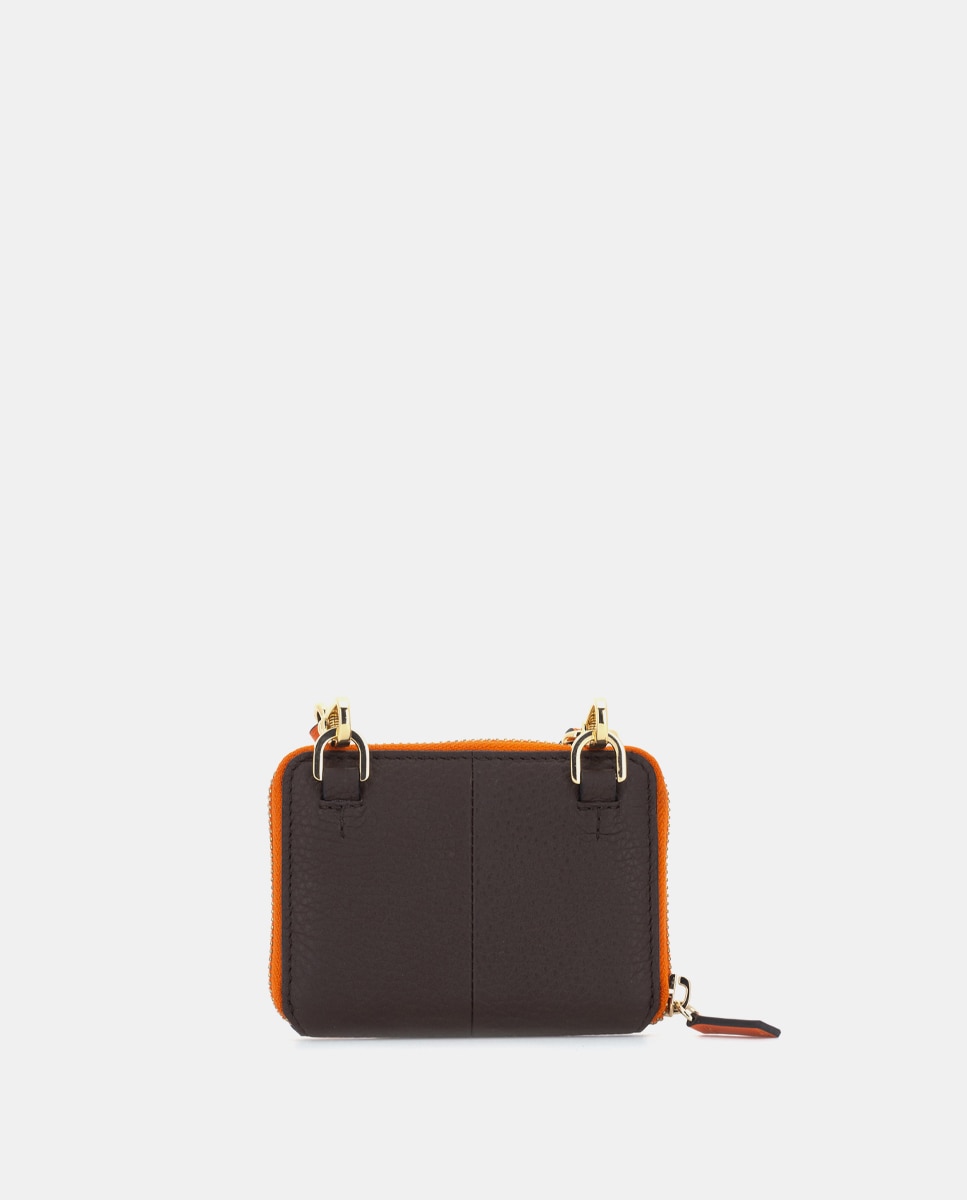 Cartera de mujer de piel con bandolera - Scharlau - Marrón Marrón-5