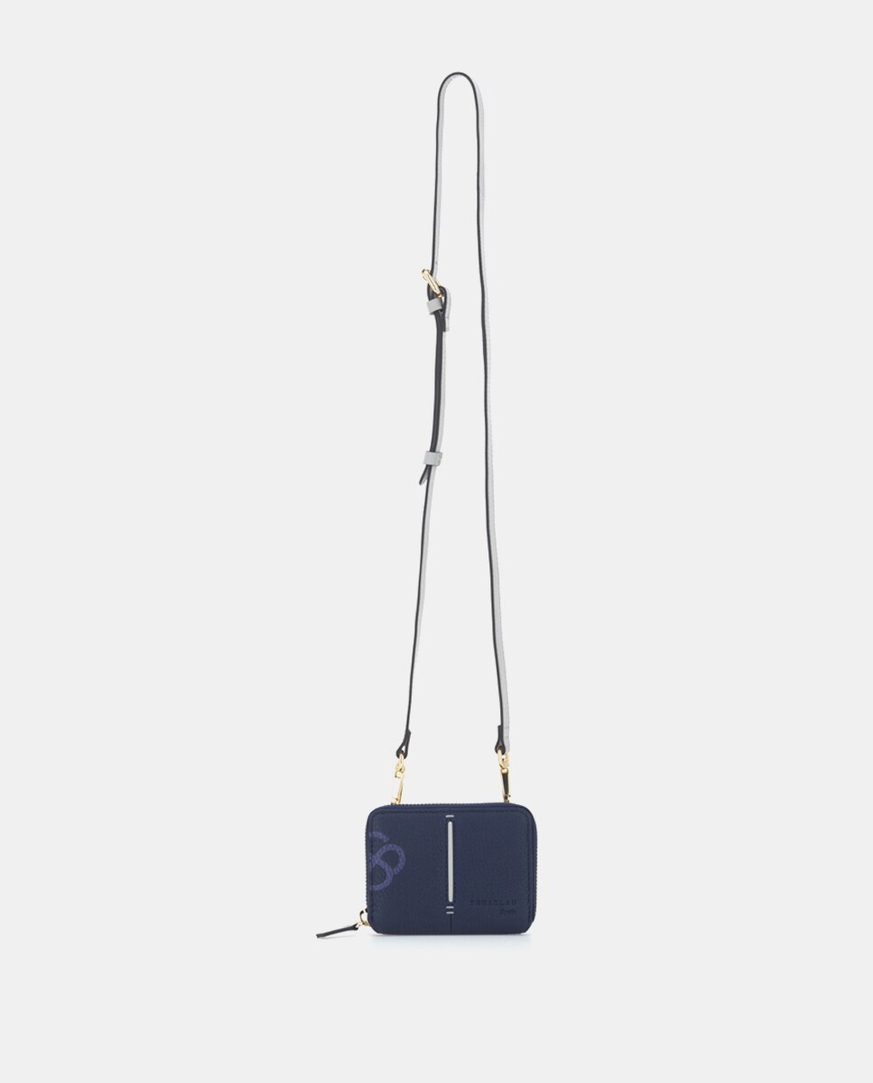 Cartera de mujer de piel con bandolera - Scharlau - Azul Azul-3