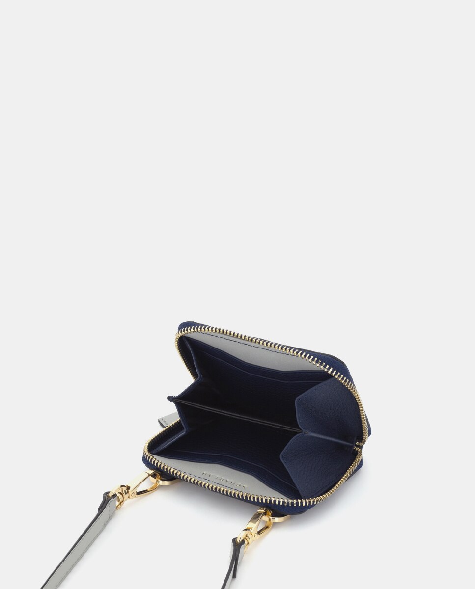Cartera de mujer de piel con bandolera - Scharlau - Azul Azul-2