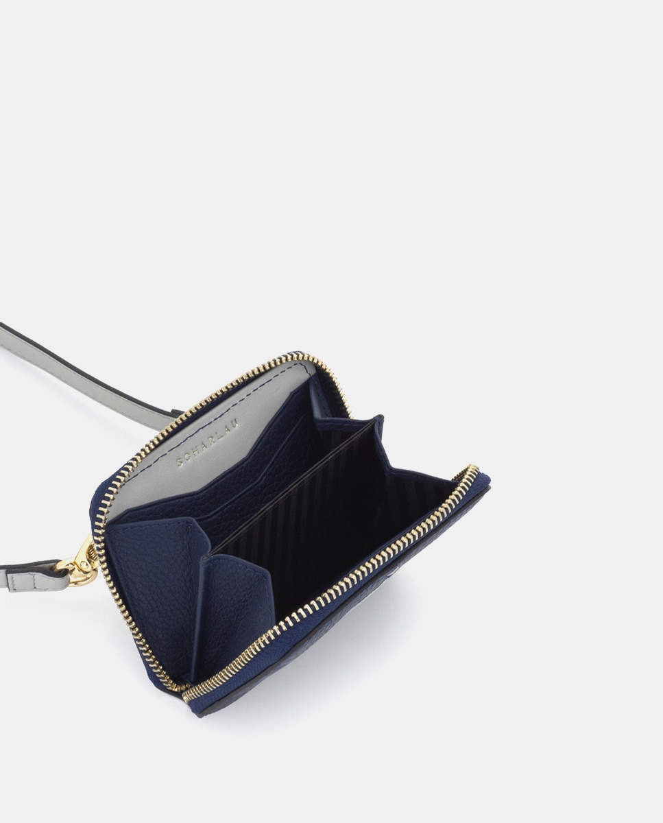 Cartera de mujer de piel con bandolera - Scharlau - Azul Azul-4