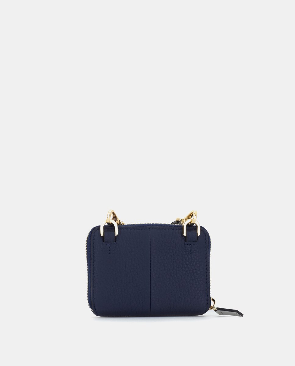Cartera de mujer de piel con bandolera - Scharlau - Azul Azul-5