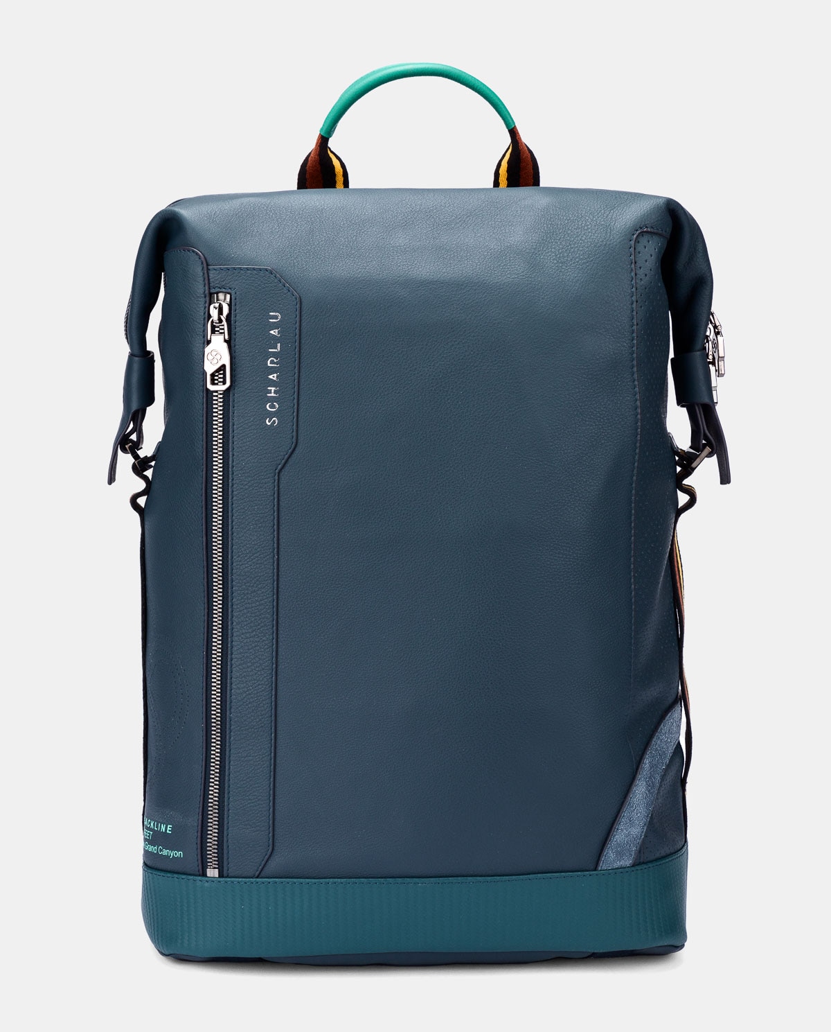 Mochila de piel de hombre en color negro - Scharlau - Azul Azul-1