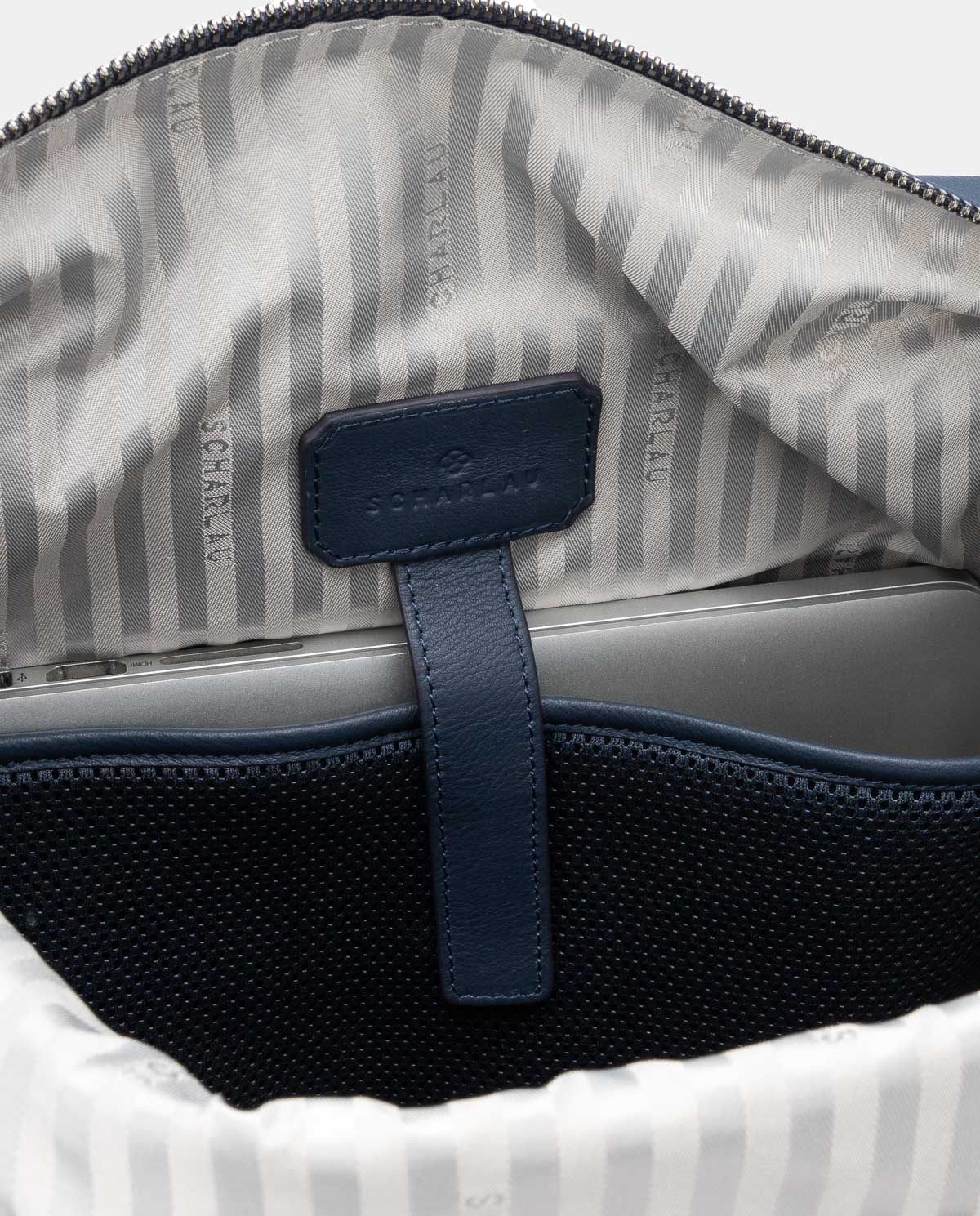 Mochila de piel de hombre en color negro - Scharlau - Azul Azul-6