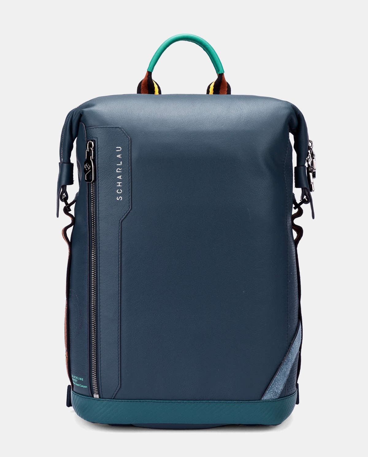 Mochila de mujer de piel para ordenador portátil - Scharlau - Azul Azul-1