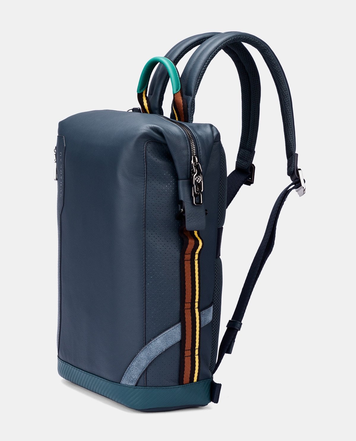 Mochila de mujer de piel para ordenador portátil - Scharlau - Azul Azul-4