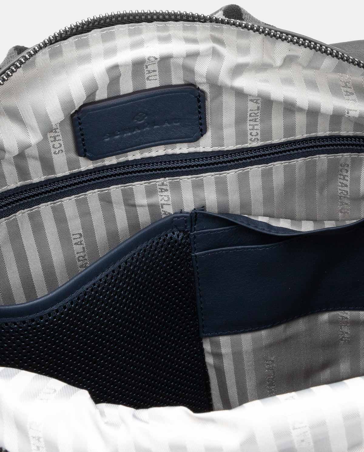 Mochila de mujer de piel para ordenador portátil - Scharlau - Azul Azul-5